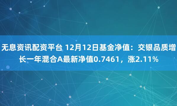 无息资讯配资平台 12月12日基金净值：交银品质增长一年混合A最新净值0.7461，涨2.11%