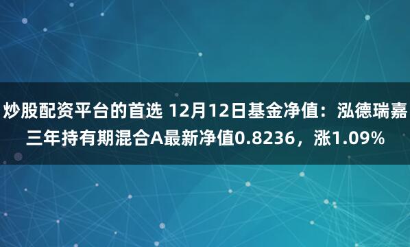 炒股配资平台的首选 12月12日基金净值：泓德瑞嘉三年持有期混合A最新净值0.8236，涨1.09%