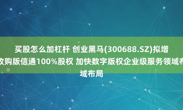 买股怎么加杠杆 创业黑马(300688.SZ)拟增发收购版信通100%股权 加快数字版权企业级服务领域布局