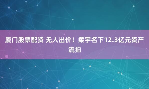 厦门股票配资 无人出价！柔宇名下12.3亿元资产流拍