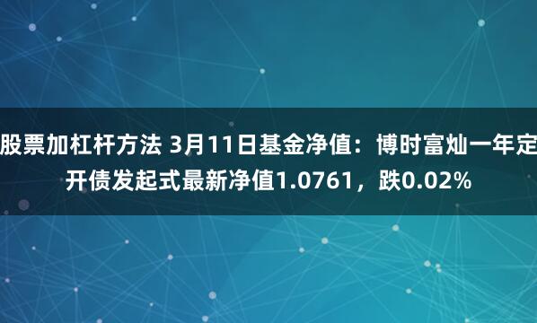 股票加杠杆方法 3月11日基金净值：博时富灿一年定开债发起式最新净值1.0761，跌0.02%